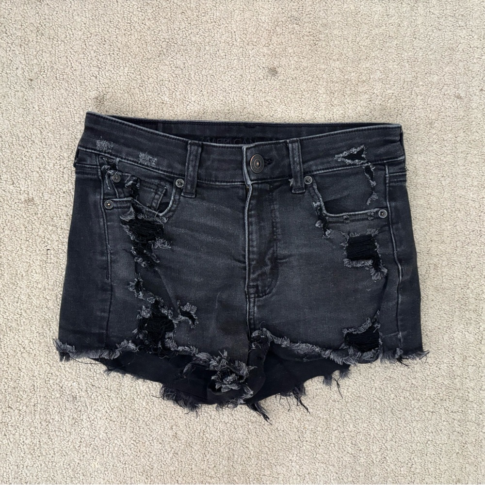 American Eagle Hi-Rise Shortie Distressed Shorts